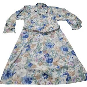 Vintage Willi CA pastel floral dress belted fit and flare retro